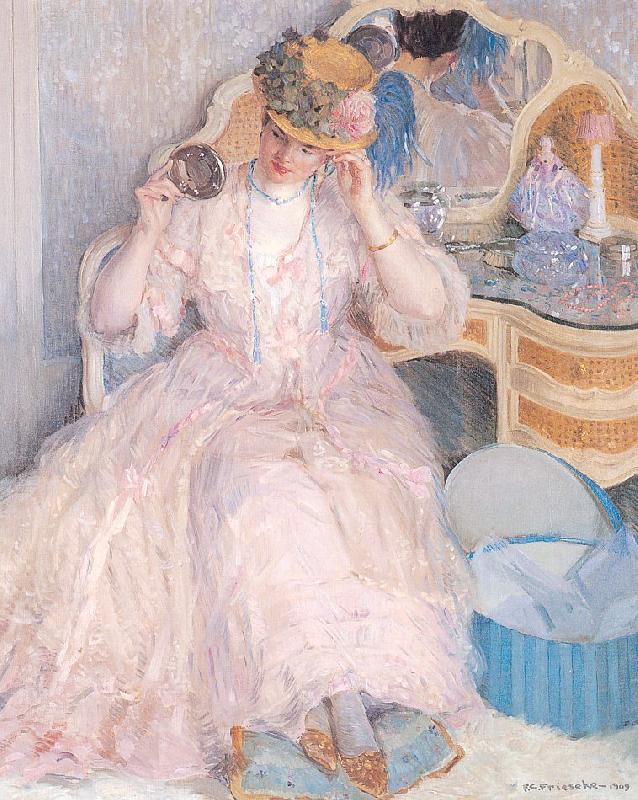 Frieseke, Frederick Carl Lady Trying On a Hat oil painting picture